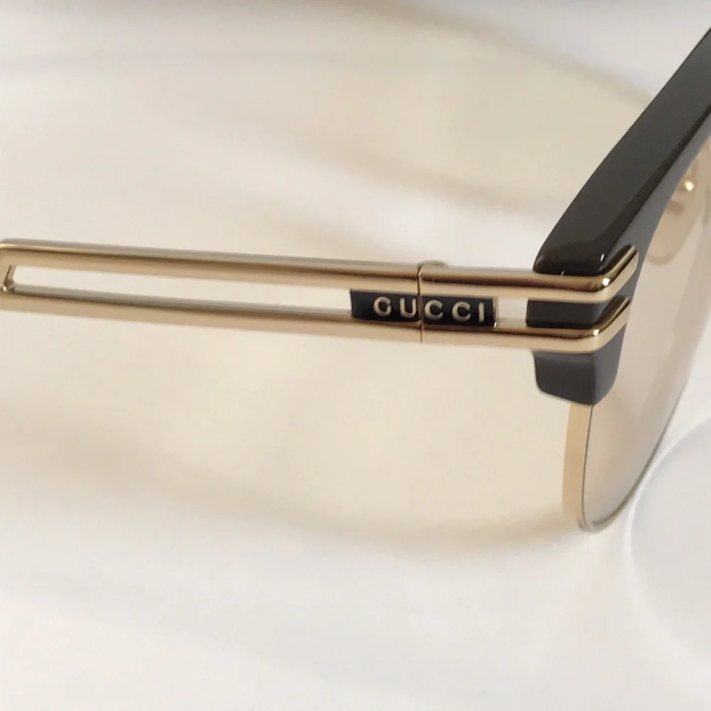 New Authentic Gucci Men's Brown and Gold  GG1107S Square Sunglasses